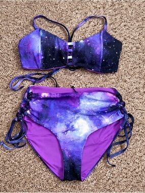 Hot Topic Midnight Hour Galaxy reversible bikini